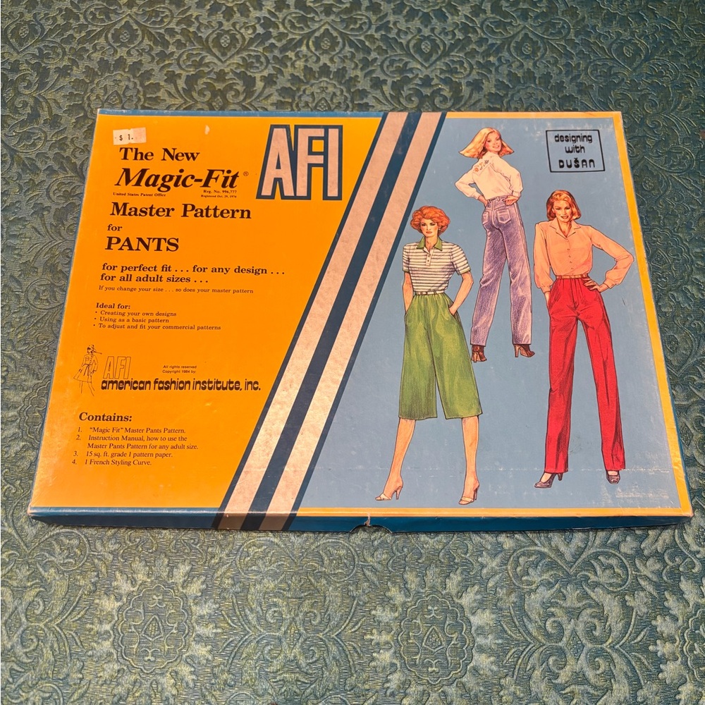 VTG 1984 AFI Magic-Fit Master Pattern for PANTS American Fashion Institute Dusan